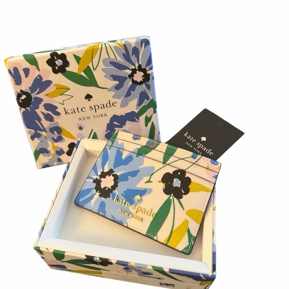 kate spade Handbags - Kate Spade Blue and Yellow Floral Card Holder